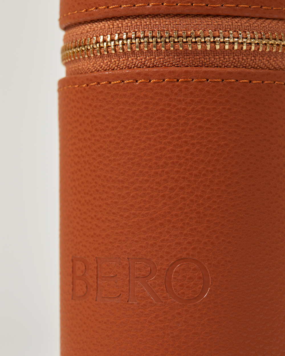 Closeup of leather golf ball holder