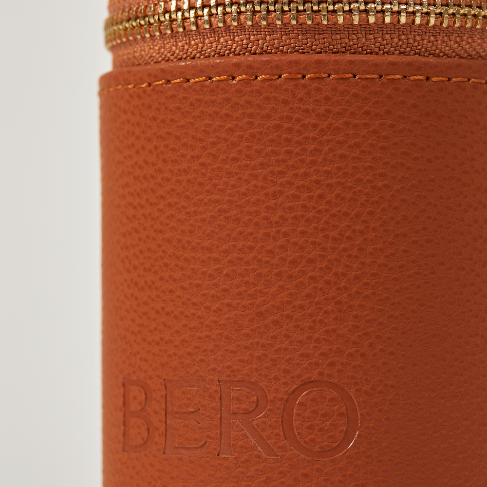 Closeup of leather golf ball holder