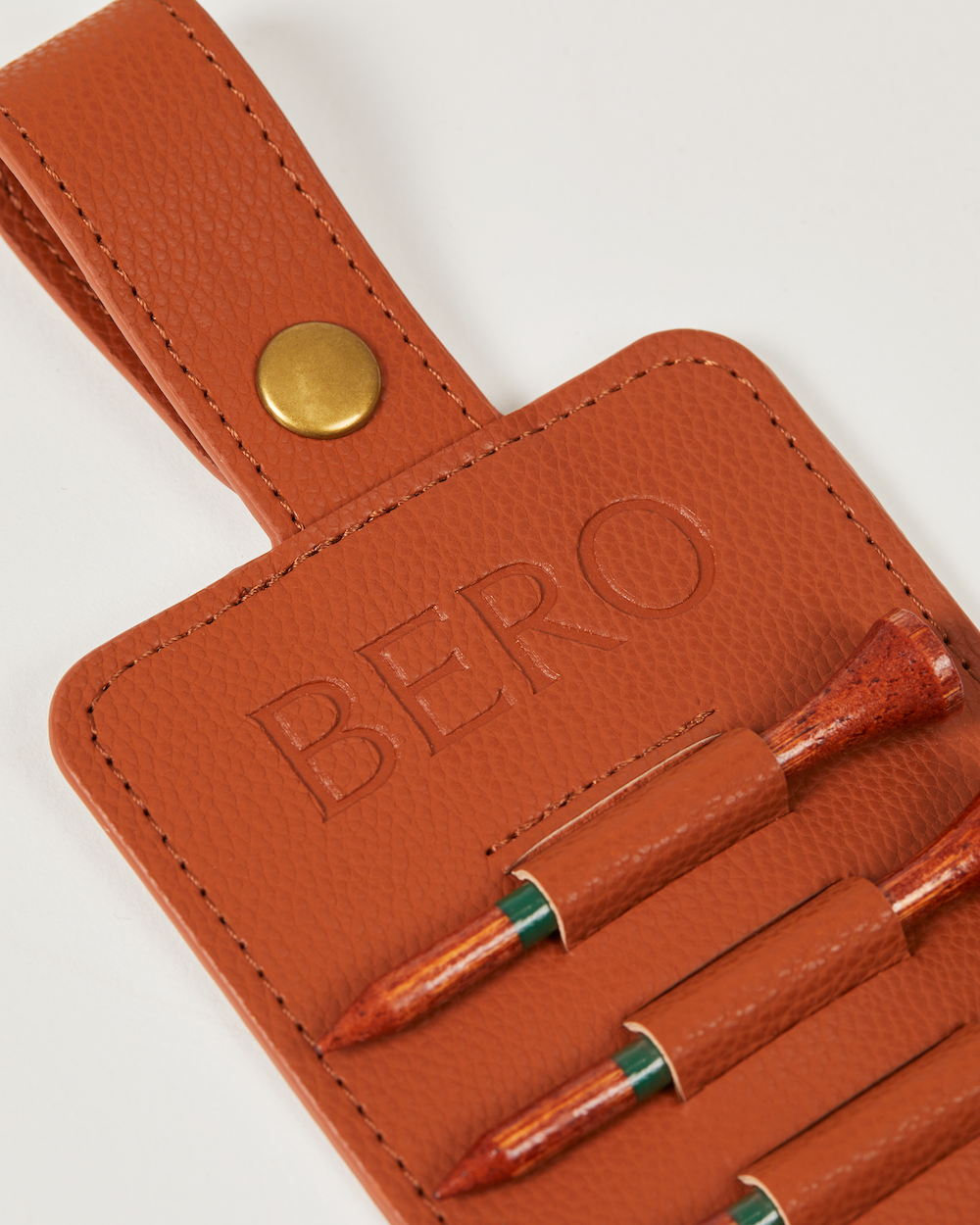 Closeup of golf tee holder with tees