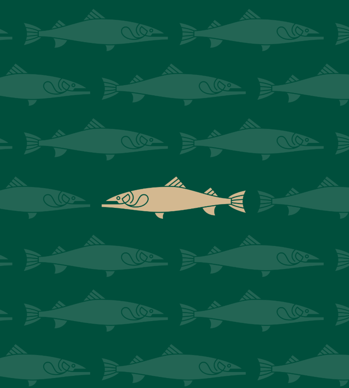 Green background image with golden trout logo