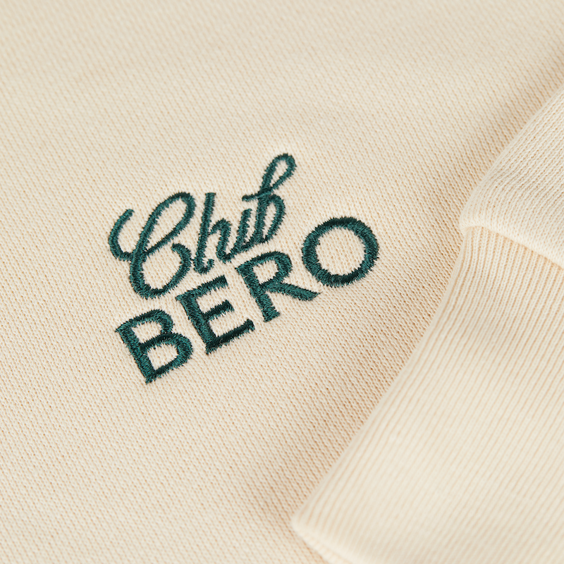 Club BERO cream hoodie embroidery detail