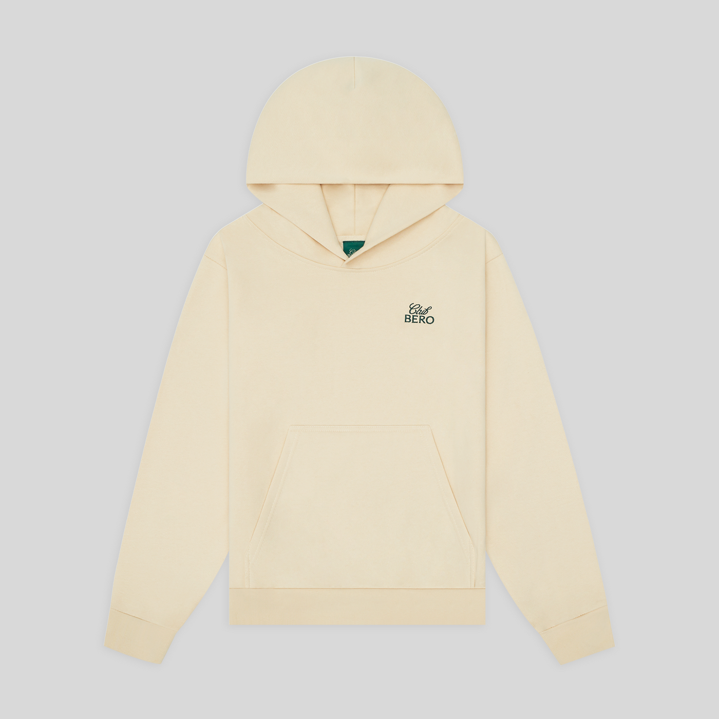 Club BERO cream hoodie top view