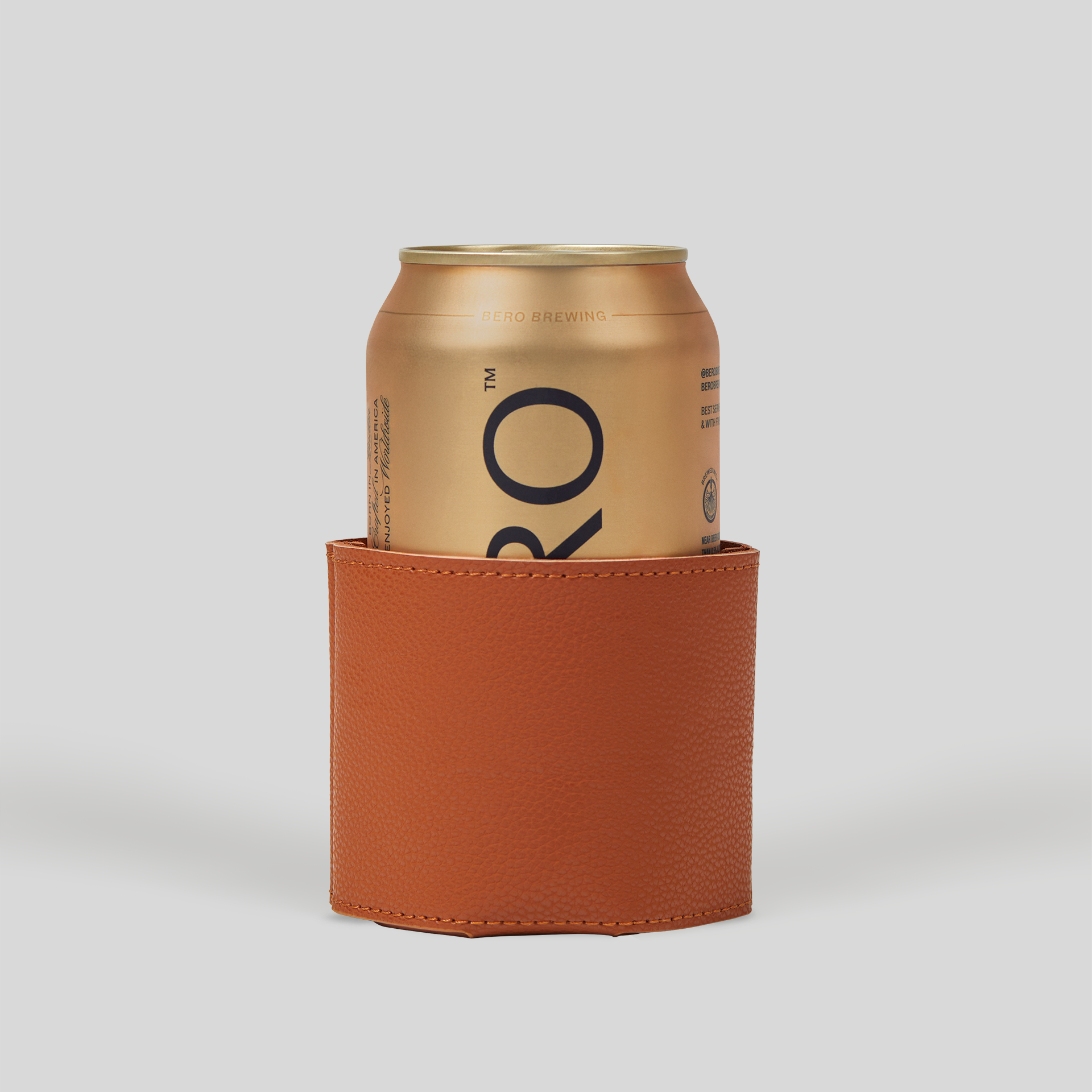 BERO inside branded leather koozie from back