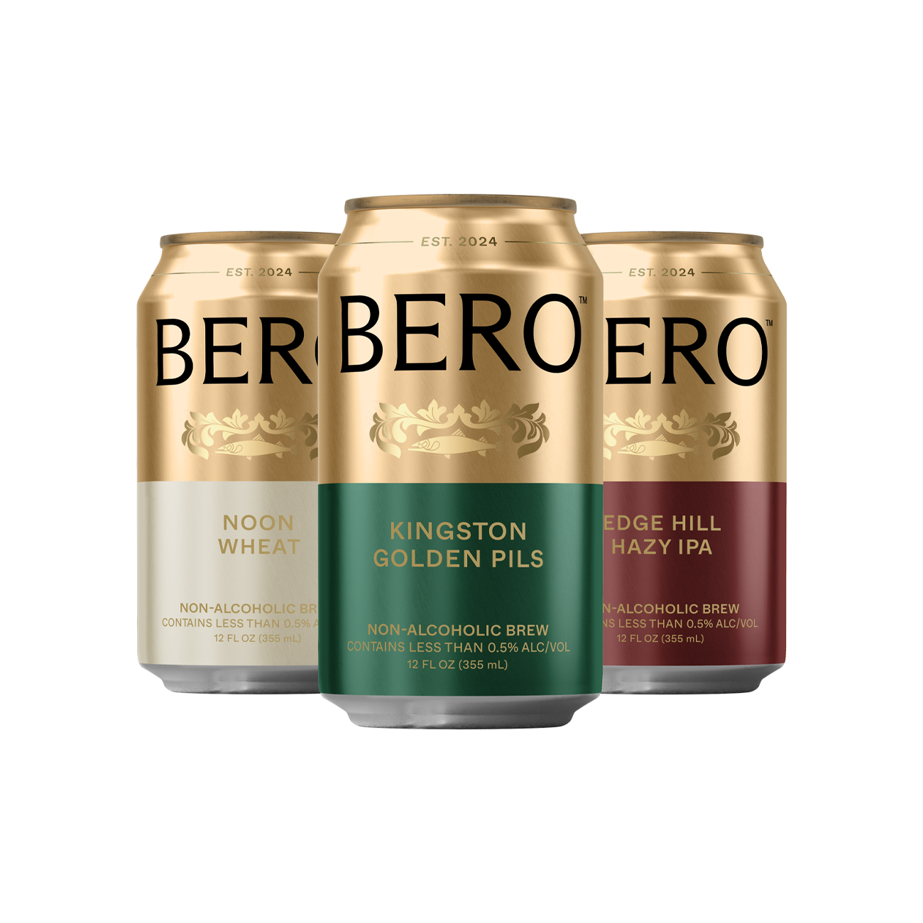 Cans of Noon Wheat, Kingston Golden Pils, and Edge Hill Hazy IPA