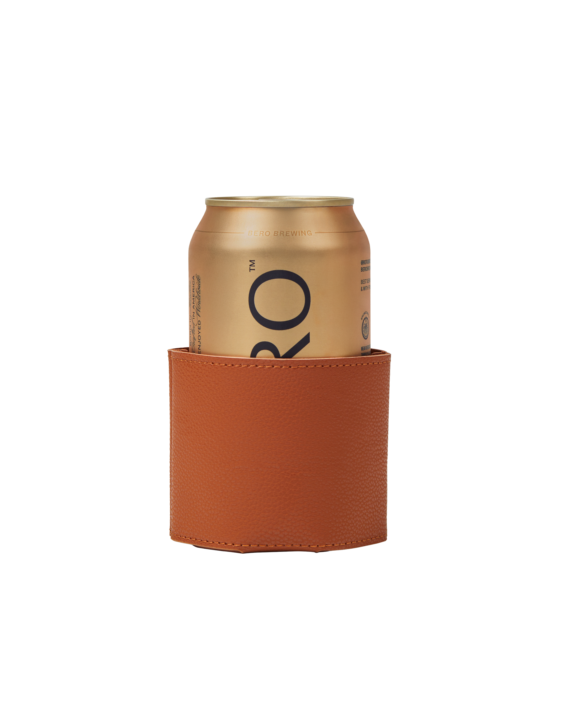 BERO inside branded leather koozie from back