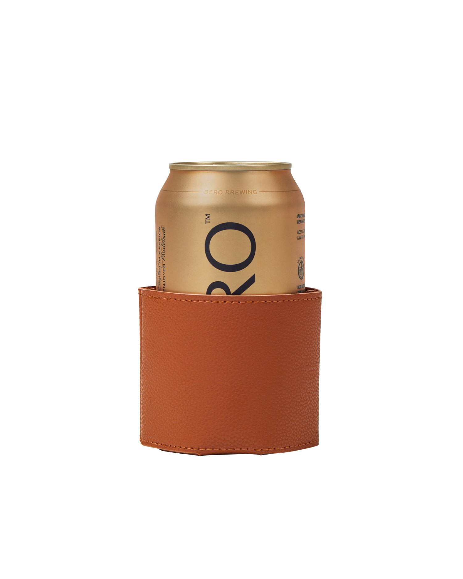 BERO inside branded leather koozie from back