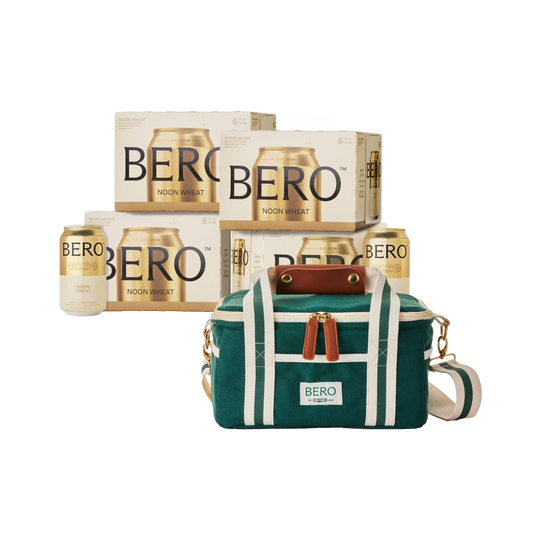 BERO mini cooler and Noon Wheat 24-pack