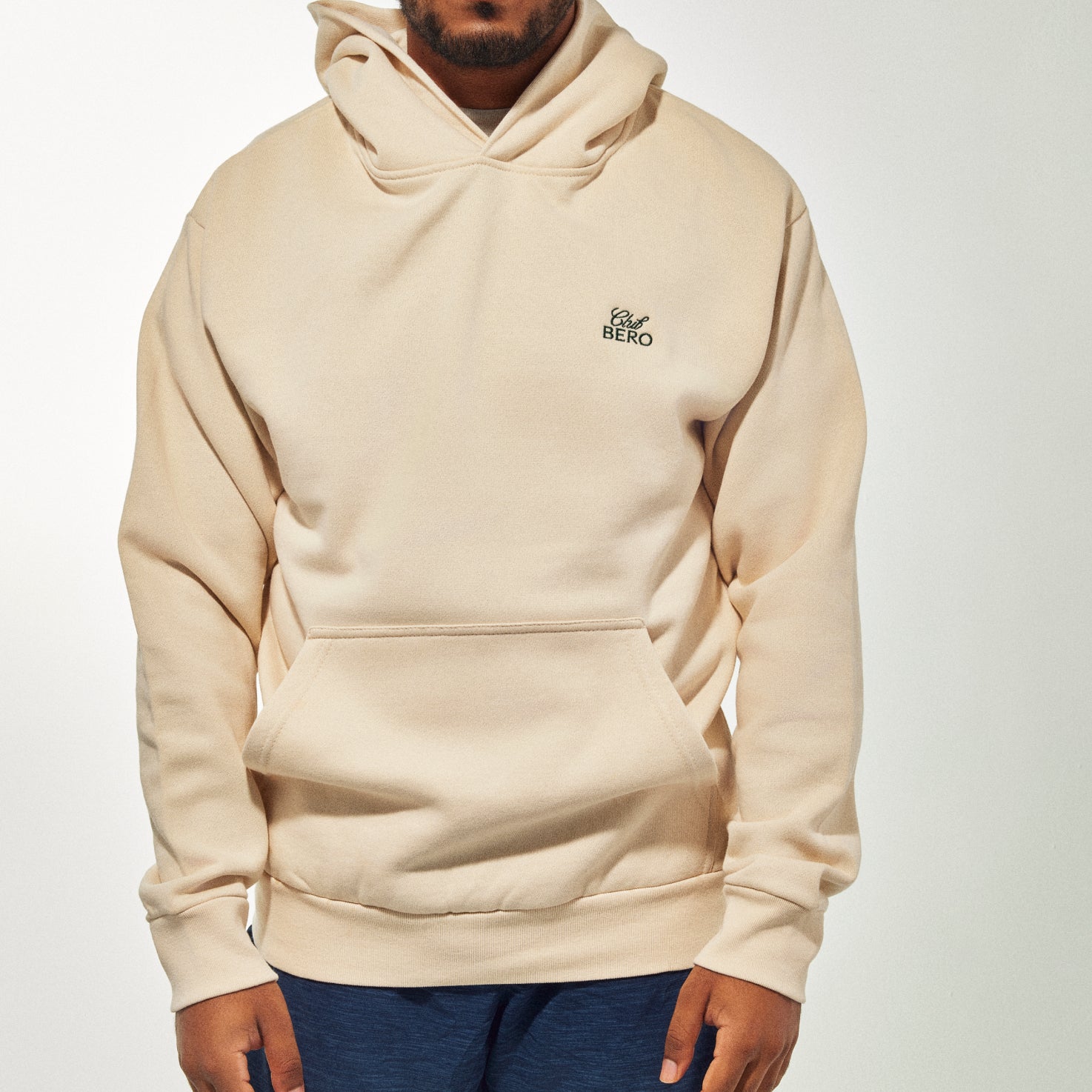 Model wearing Club BERO hoodie