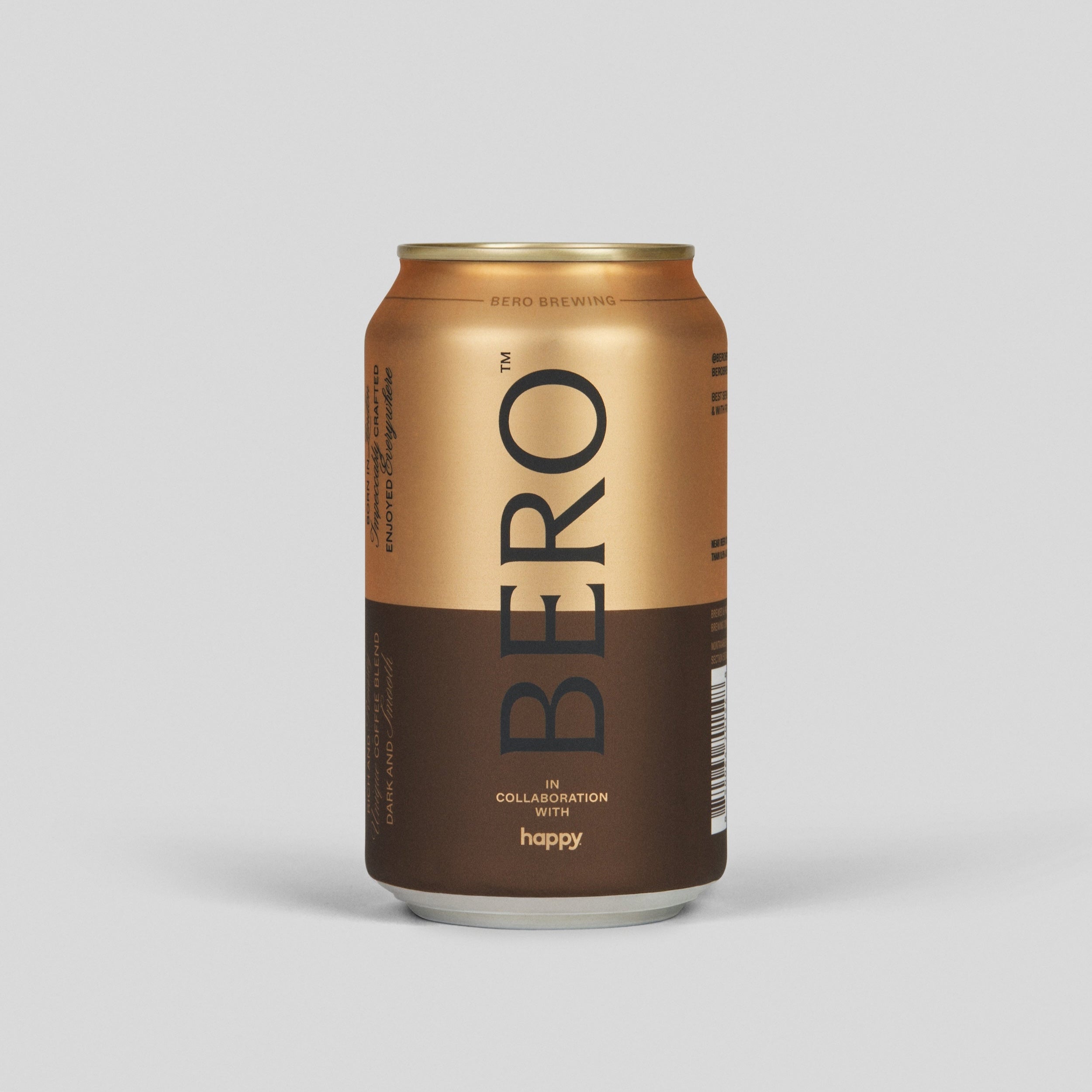 Side view of happy Coffee Draught can
