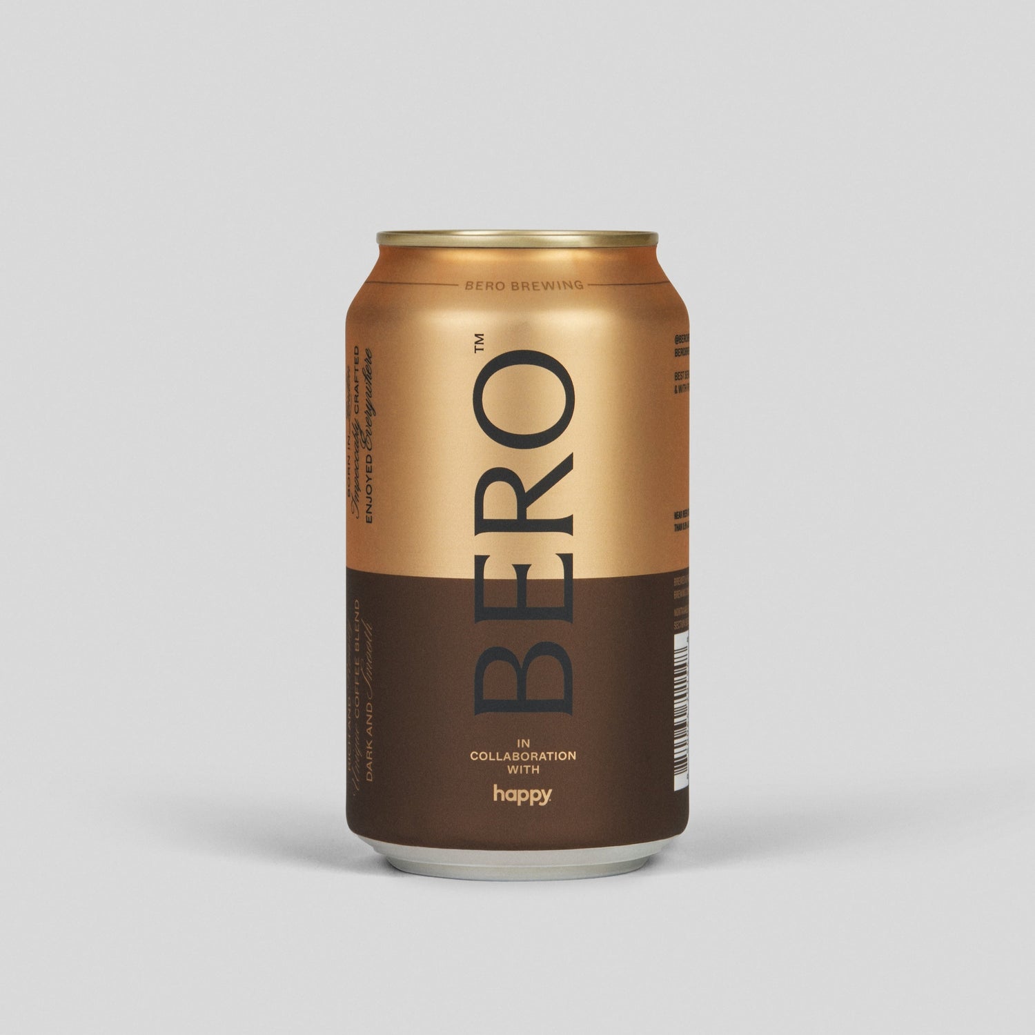 Side view of happy Coffee Draught can