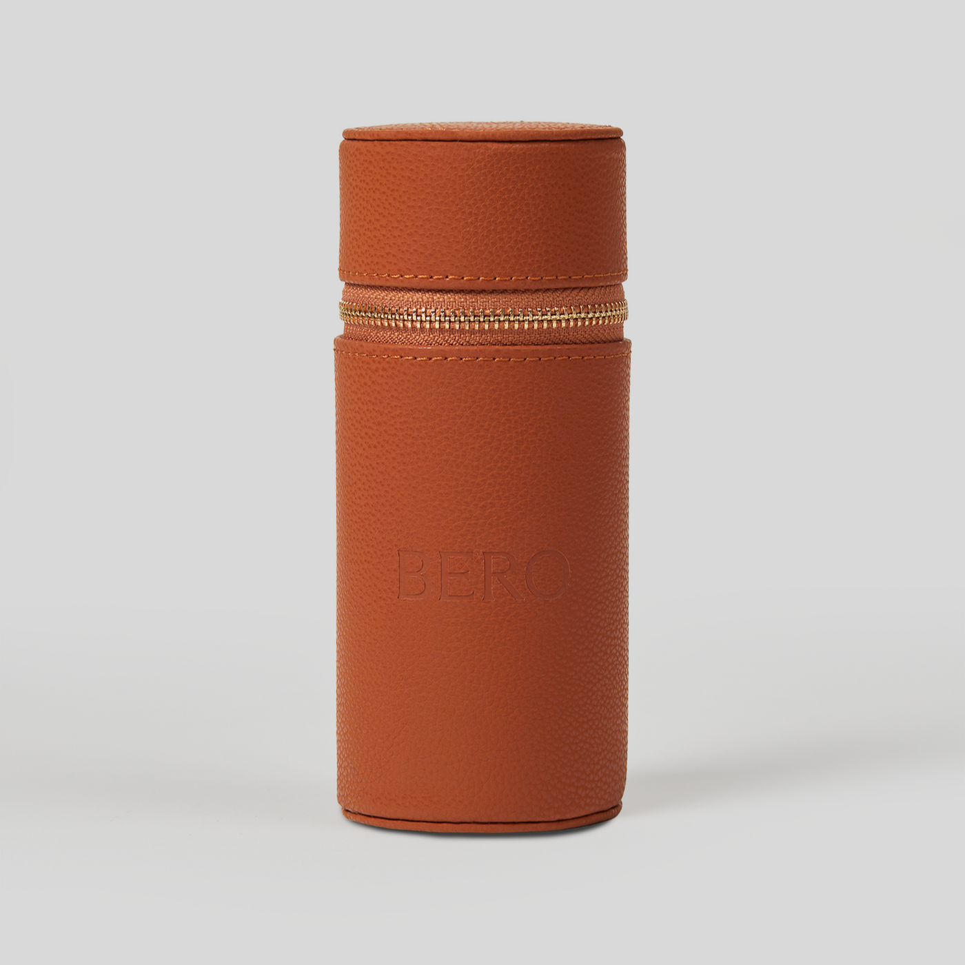 Front of BERO brown leather golf ball holder 