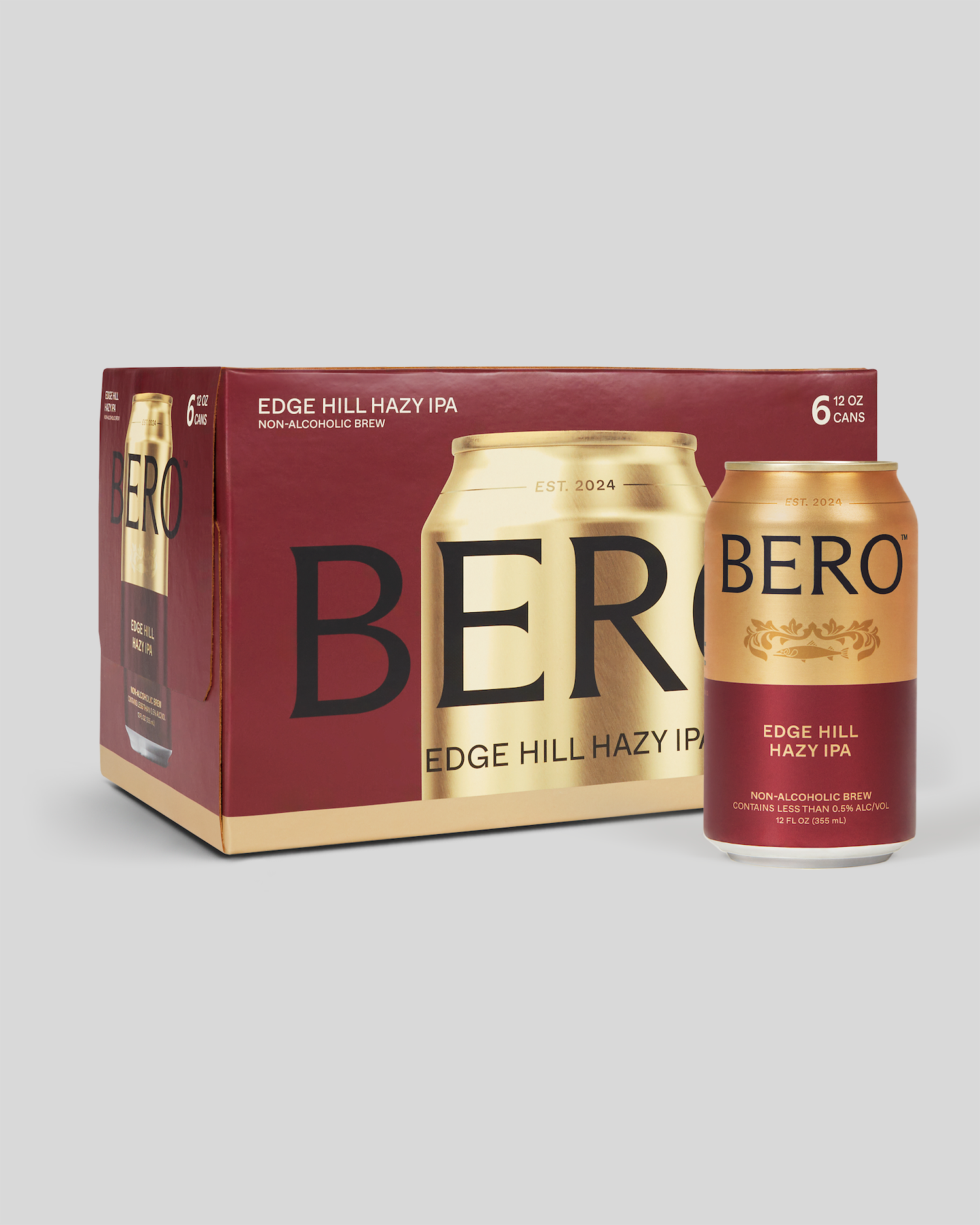 BERO Edge Hill Hazy IPA can in front of carton