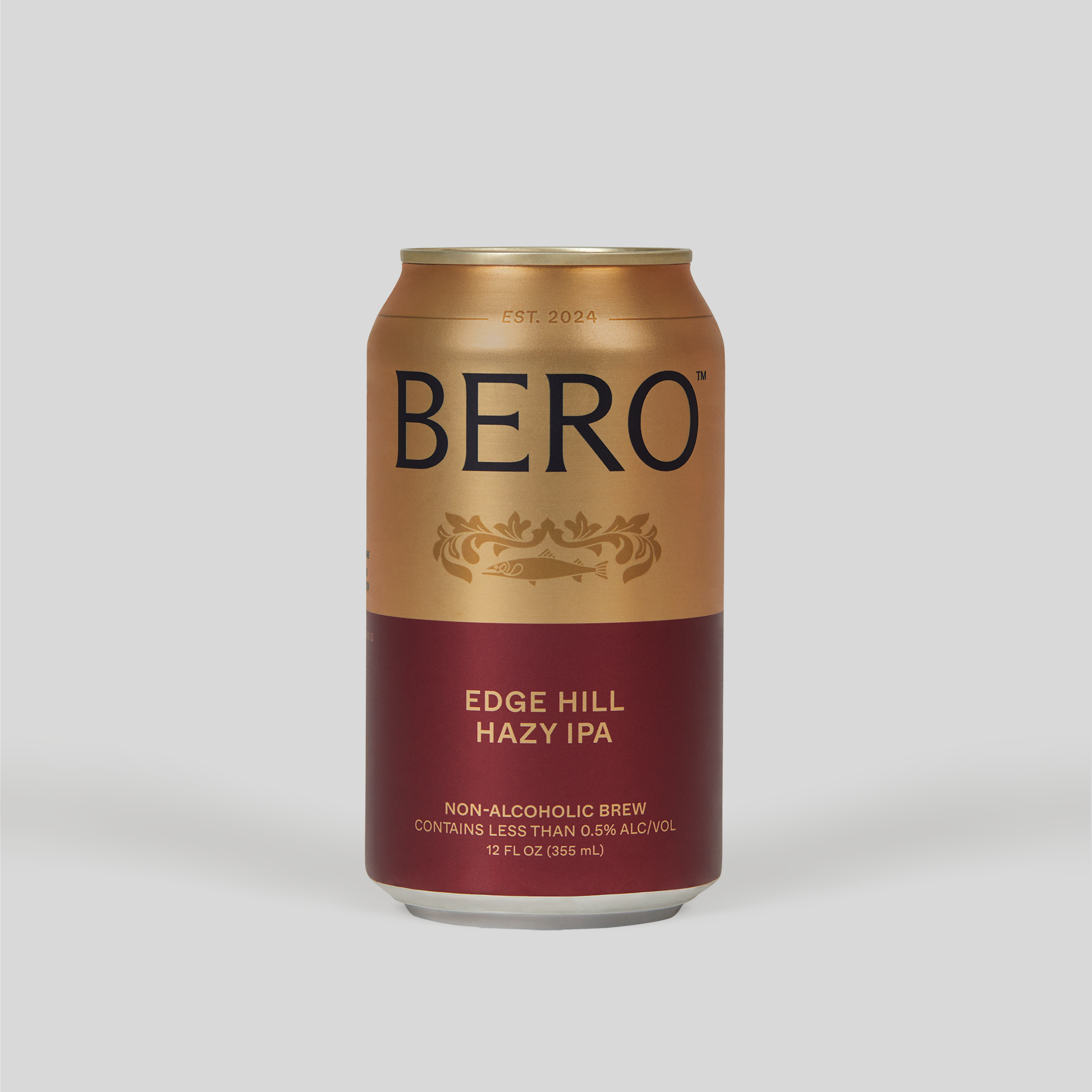 Gold and maroon can of BERO Edge Hill Hazy IPA 