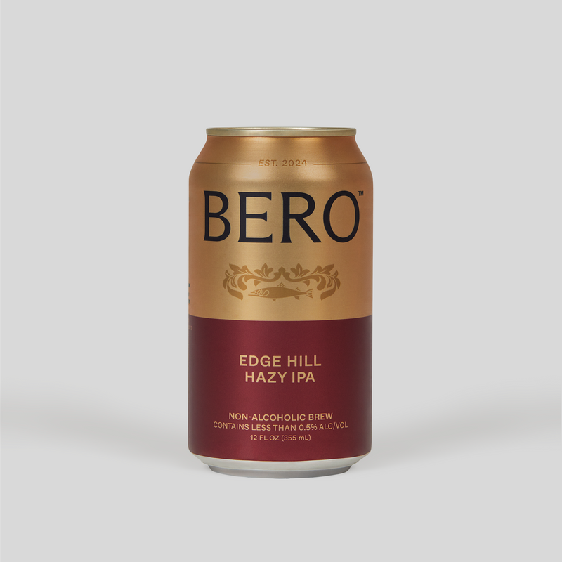 Gold and maroon can of BERO Edge Hill Hazy IPA 
