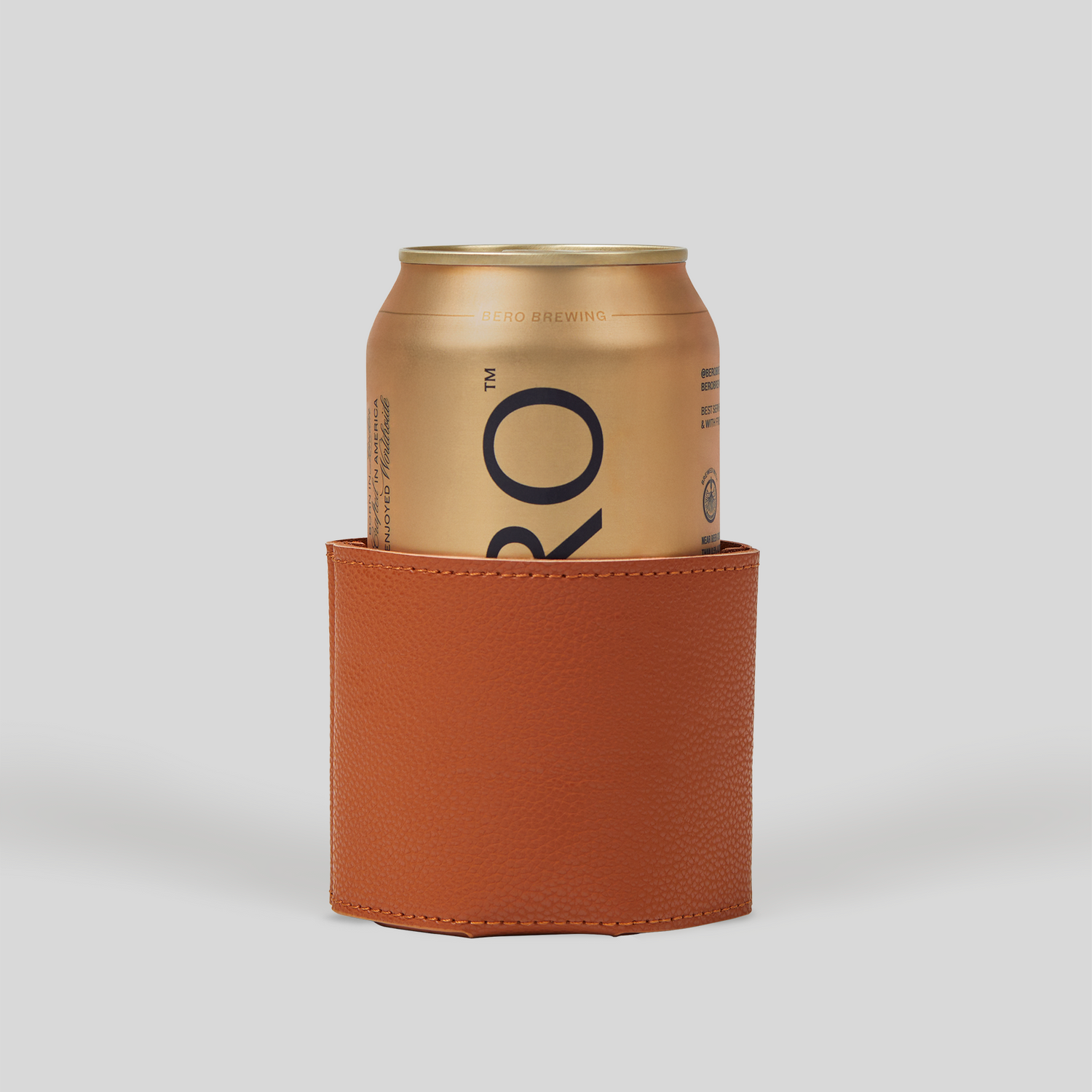 BERO inside branded leather koozie from back