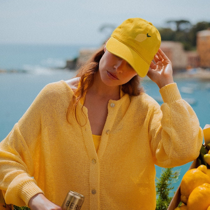 Woman wearing Shandy cap on her head in the south of Italy