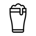 Simple line drawing icon of a beer glass with foam on top