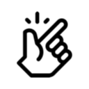 Hand with index finger pointing up and sparkle lines indicating a gesture or emphasis